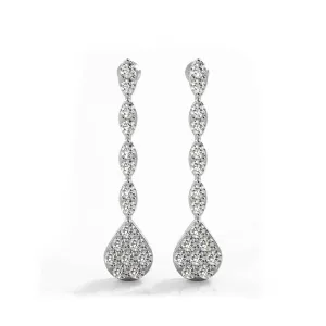 2.0 ctw. Round Diamond Sparkling Pear Drop Cluster Earrings