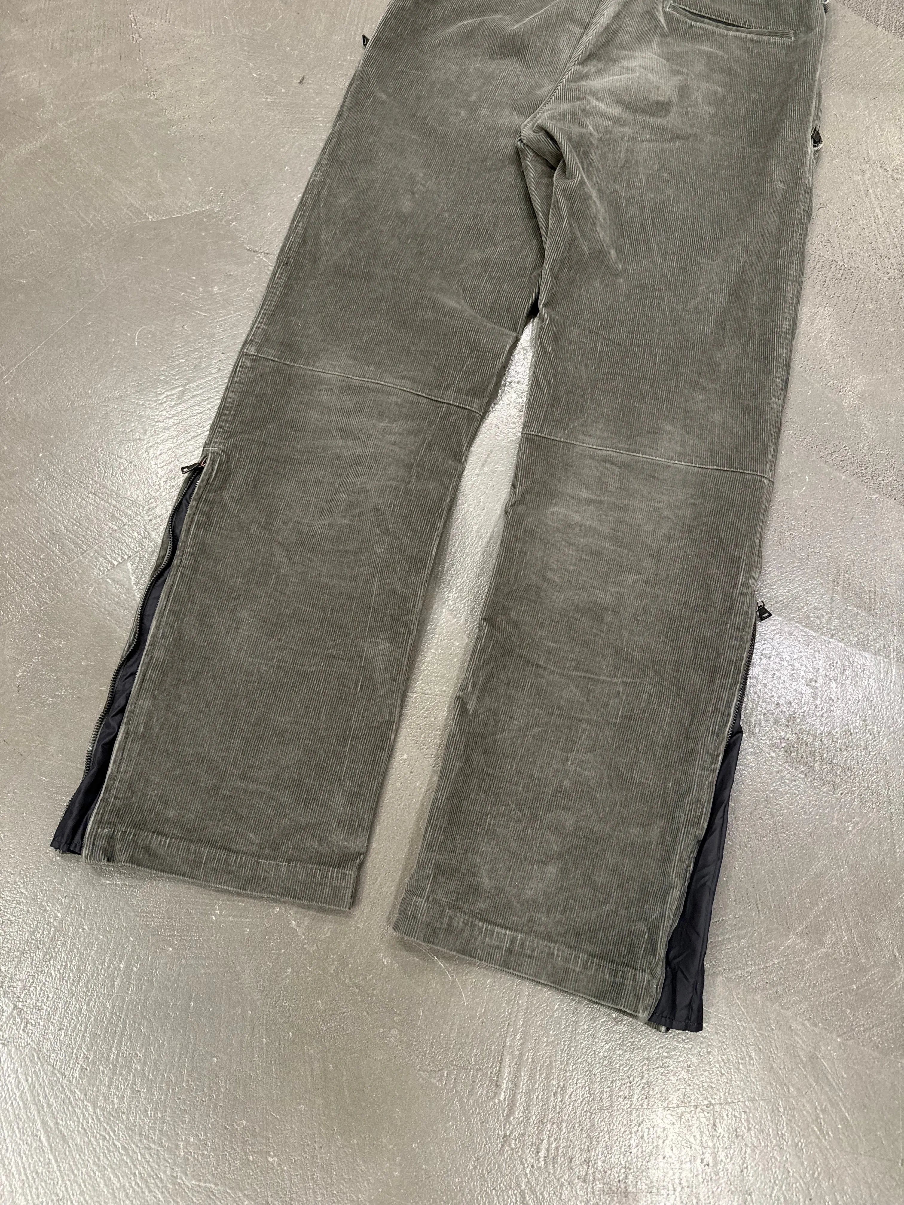 2000s Prada double waisted hybrid corduroy pants