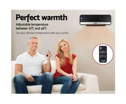 2000W Wall Mounted Panel Heater - Black
