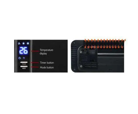 2000W Wall Mounted Panel Heater - Black