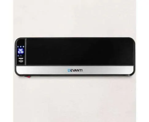 2000W Wall Mounted Panel Heater - Black