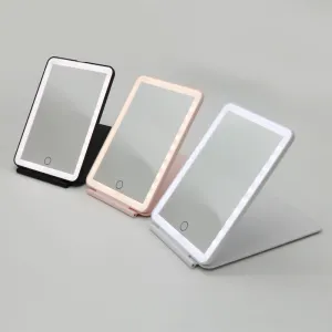 2022 Best Selling Foldable Make Up Mirror With LED Light Strip Desktop 3 Color Light Mirror Smart Sensor Switch Vanity Mirror