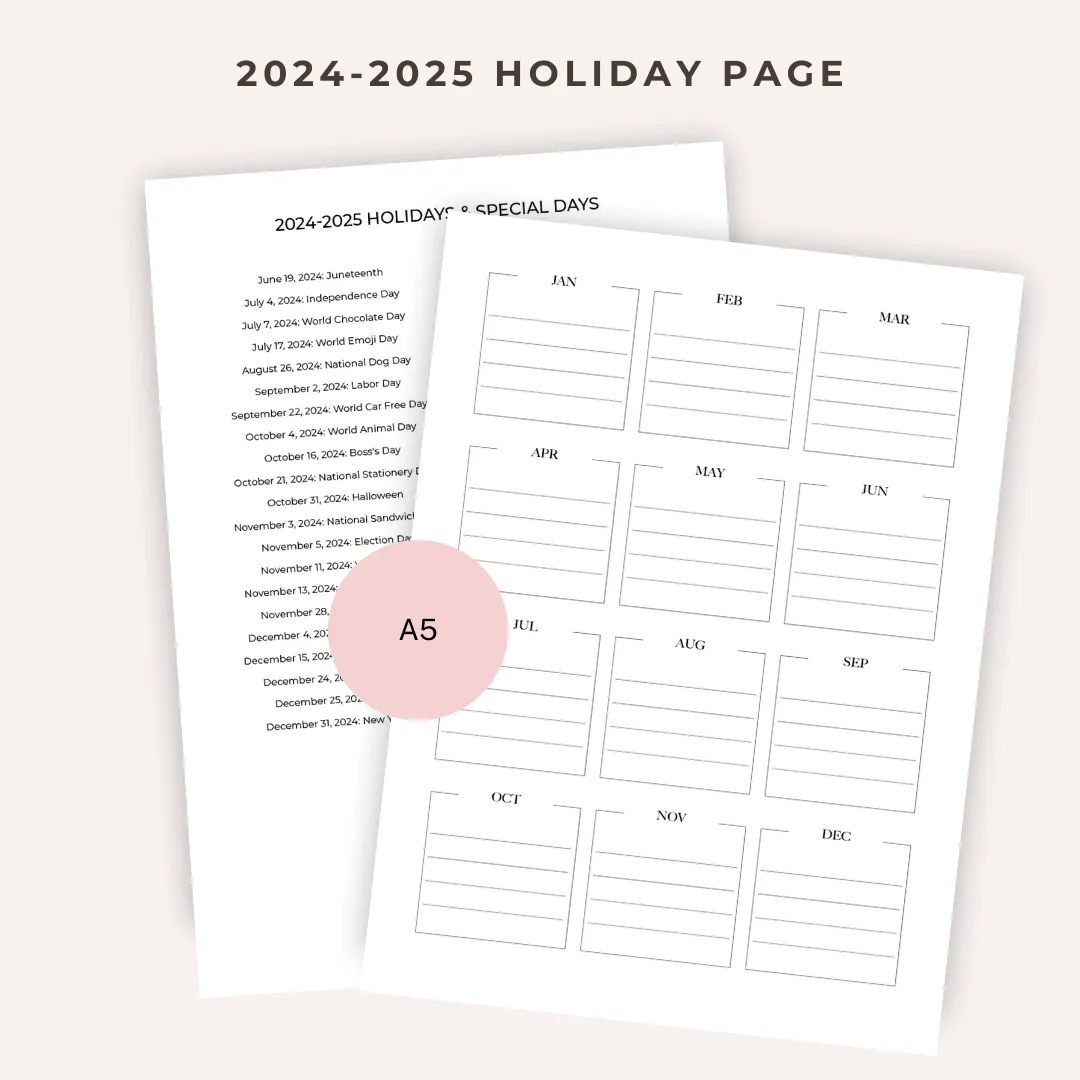 2024-2025 Holiday List