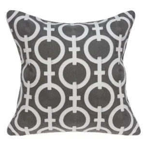 20" x 0.5" x 20" Transitional Gray and White Cotton Pillow Cover