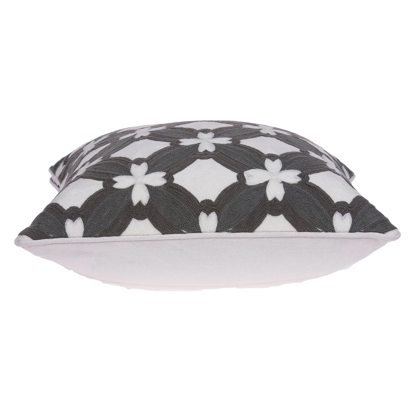 20" x 0.5" x 20" Transitional Gray and White Pillow Cover