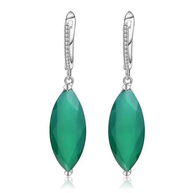 22.9Ct Marquise Natural Iolite Blue Mystic Quartz Drop Earrings – 925 Sterling Silver