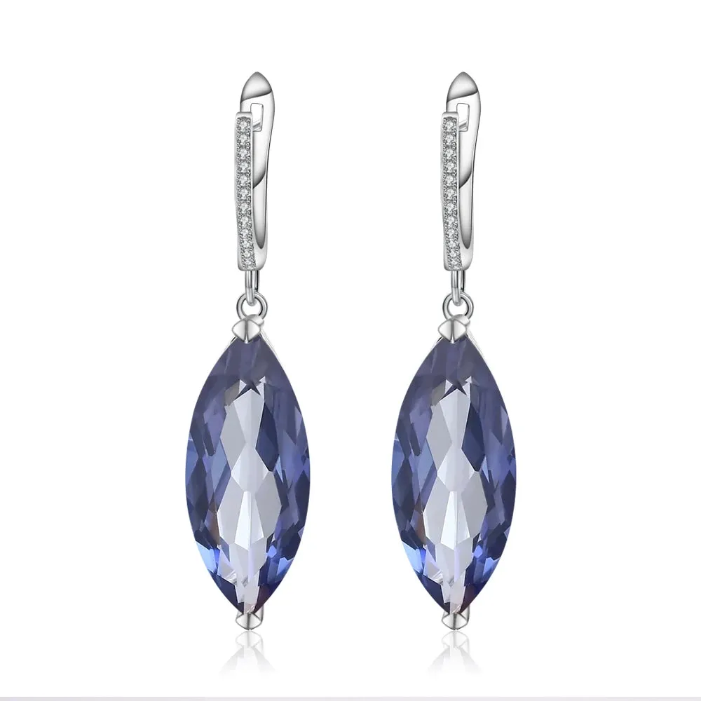22.9Ct Marquise Natural Iolite Blue Mystic Quartz Drop Earrings – 925 Sterling Silver