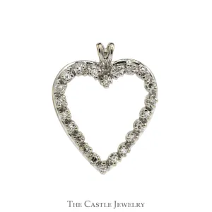 .22cttw Diamond Open Heart Pendant in 14k White Gold