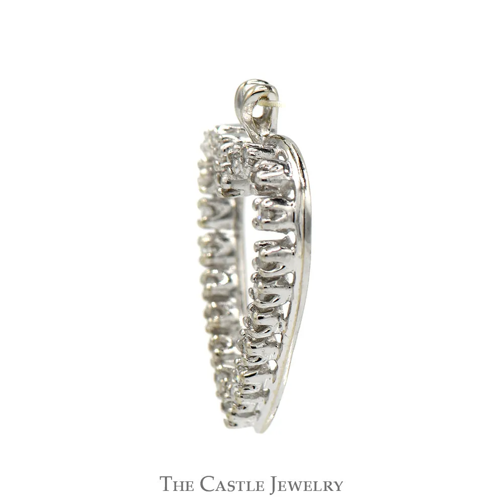 .22cttw Diamond Open Heart Pendant in 14k White Gold