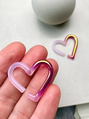 22K Gold & Rose Quartz | Mini Glass Hearts | 10G - 0G