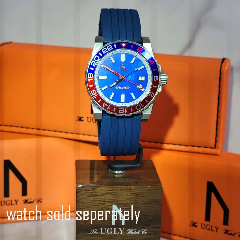 22mm Blue Silicone Divers Strap