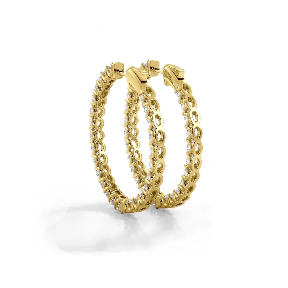 2.30 ctw. Inside Out U Prong Diamond Medium Hoop Earrings