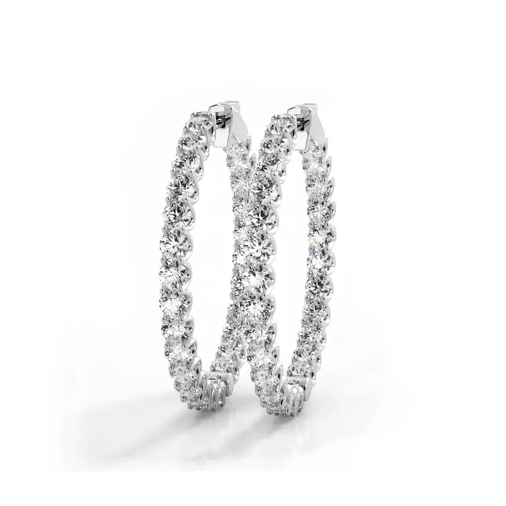 2.30 ctw. Inside Out U Prong Diamond Medium Hoop Earrings