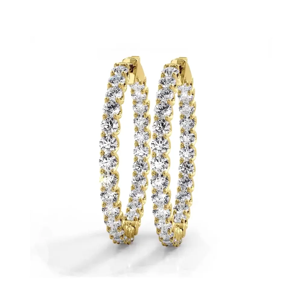 2.30 ctw. Inside Out U Prong Diamond Medium Hoop Earrings