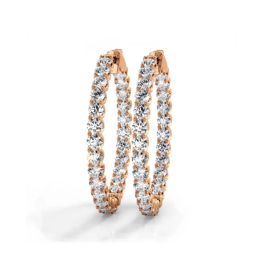 2.30 ctw. Inside Out U Prong Diamond Medium Hoop Earrings