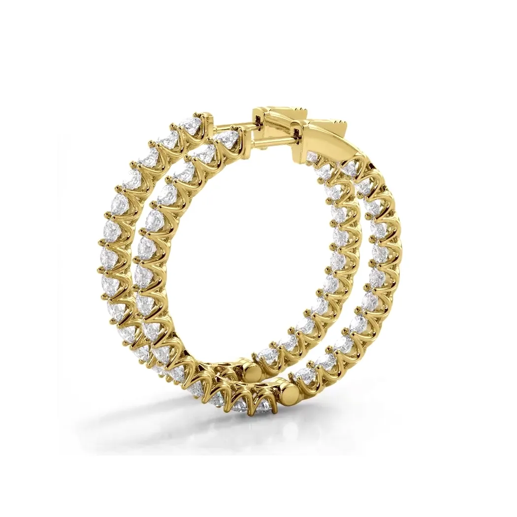 2.30 ctw. Inside Out U Prong Diamond Medium Hoop Earrings