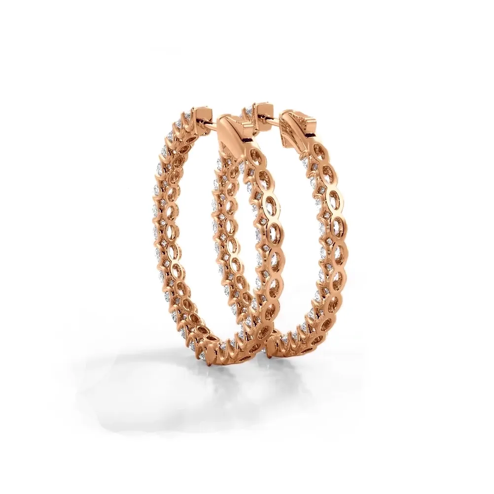 2.30 ctw. Inside Out U Prong Diamond Medium Hoop Earrings