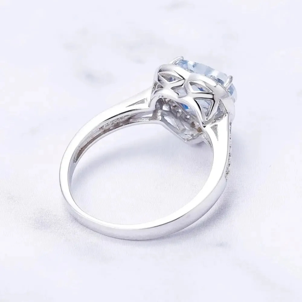 2.47Ct Heart Shape Natural Iolite Blue Mystic Quartz Ring 925 Sterling Silver