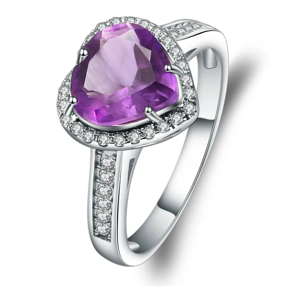 2.47Ct Heart Shape Natural Iolite Blue Mystic Quartz Ring 925 Sterling Silver