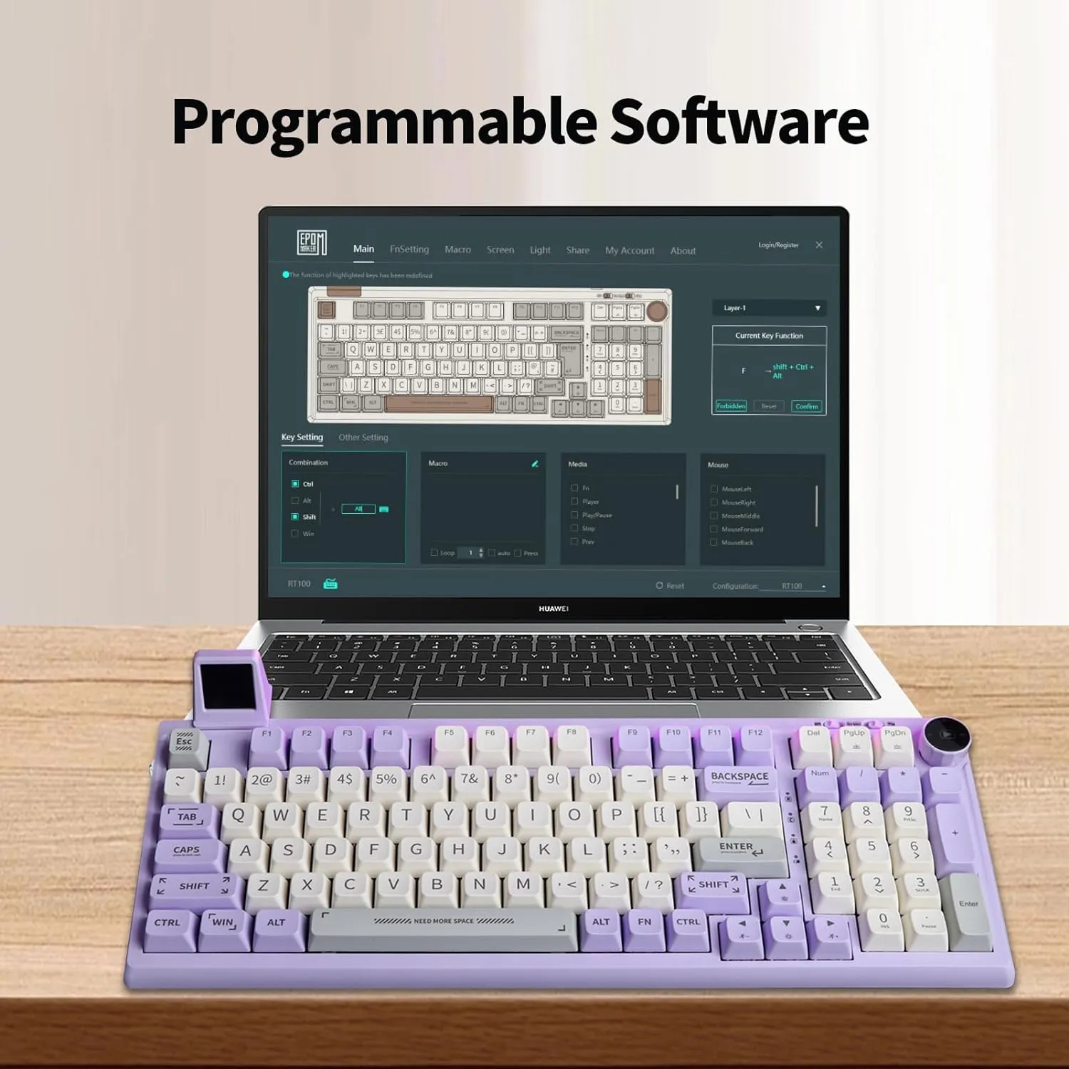 2.4G/USB-C Mechanical Keyboard with Customizable Display Screen