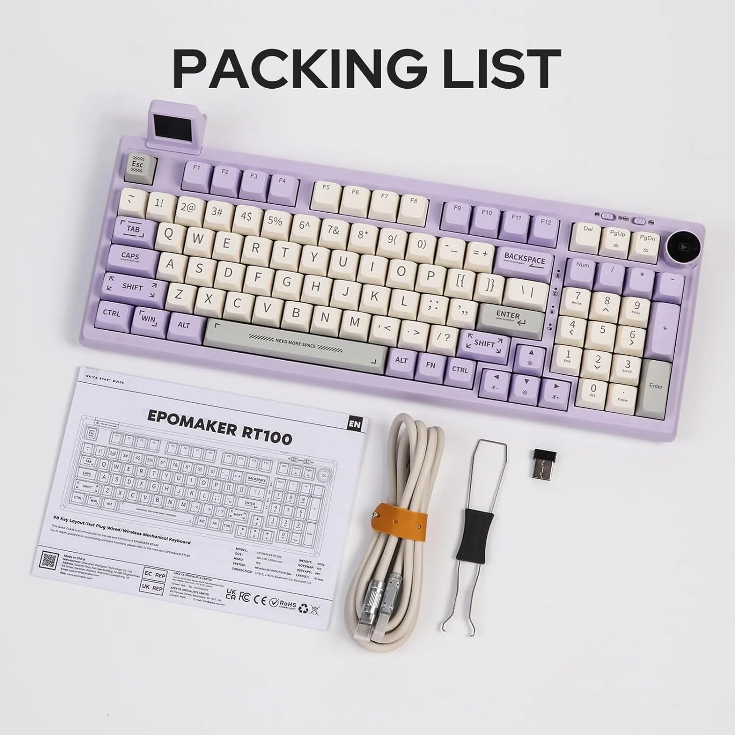2.4G/USB-C Mechanical Keyboard with Customizable Display Screen