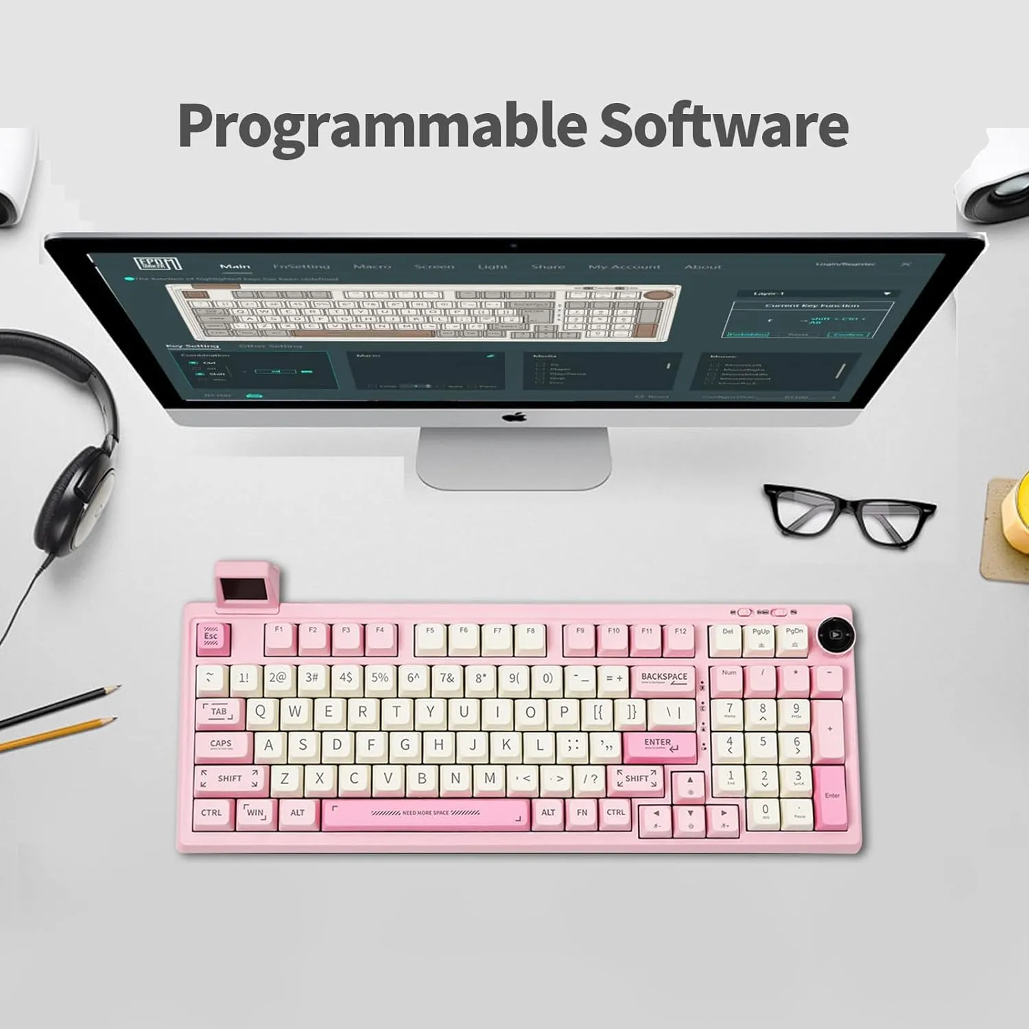 2.4G/USB-C Mechanical Keyboard with Customizable Display Screen