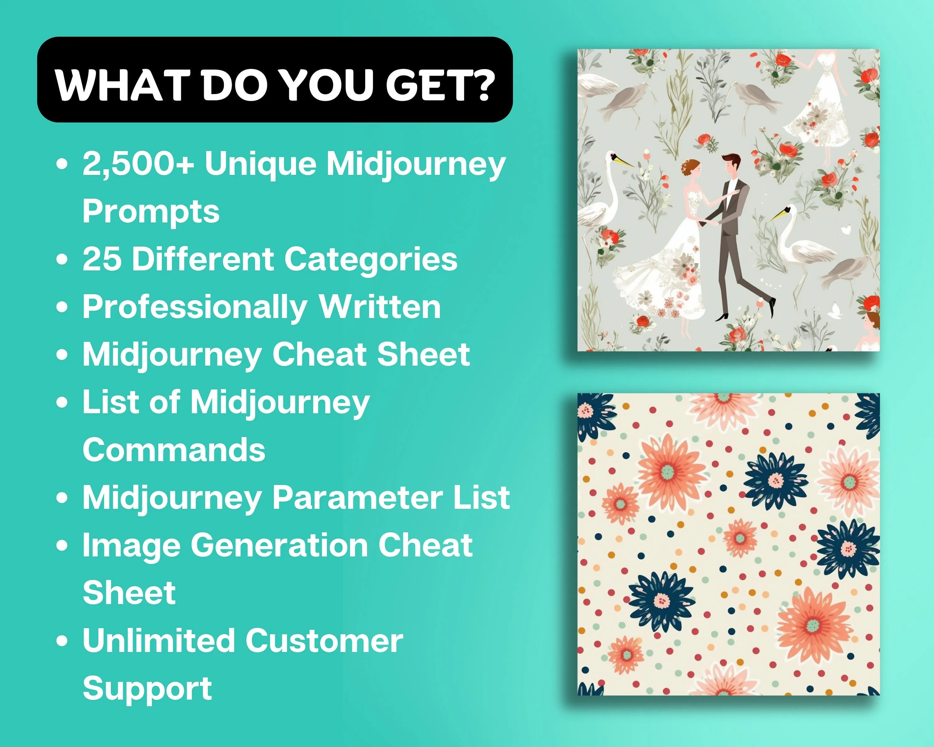 2500 Midjourney Prompts AI For Digital Paper, 25 Categories
