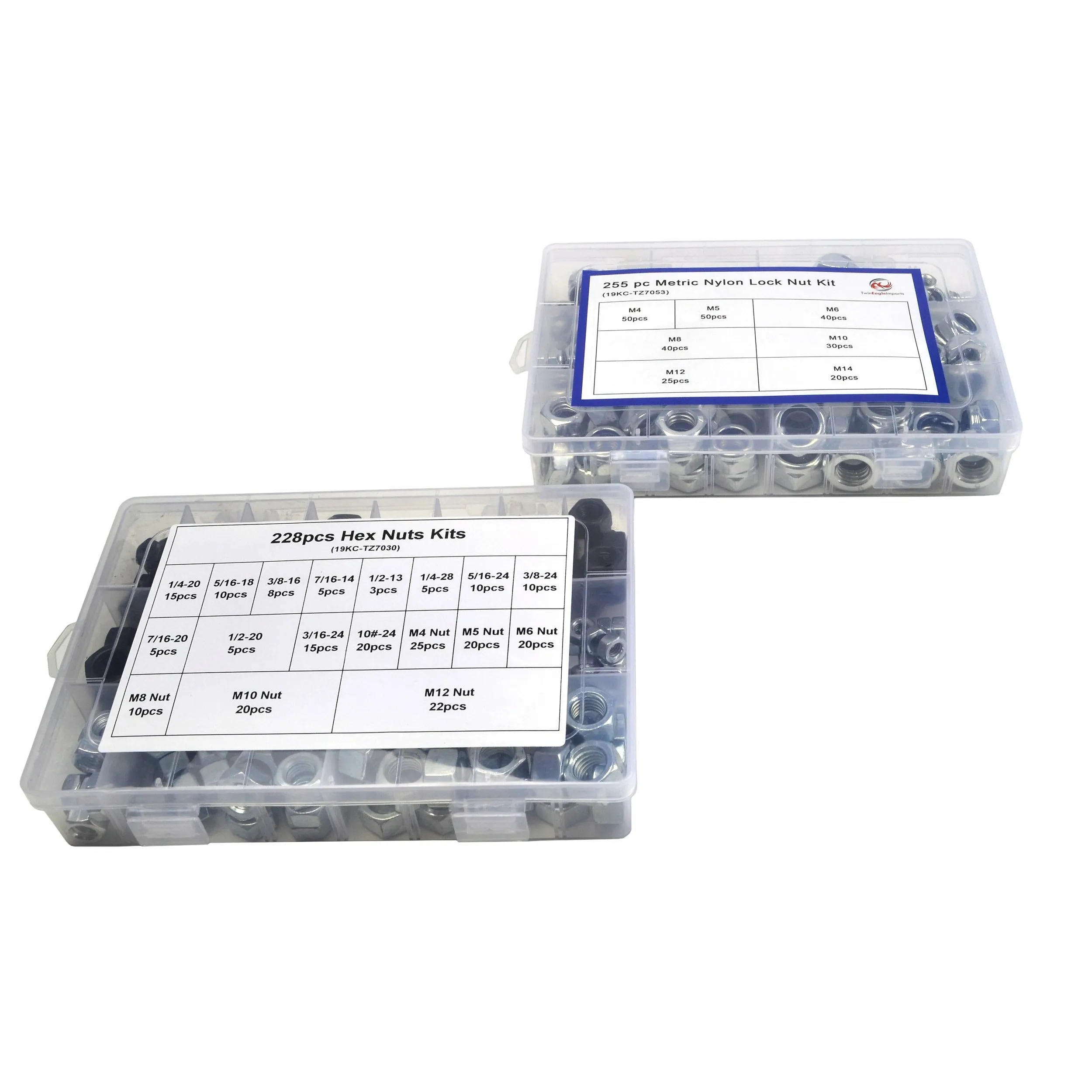 255pc Metric Nylock Nut Grab Kit and 228pc Imperial & Metric Nut Kit