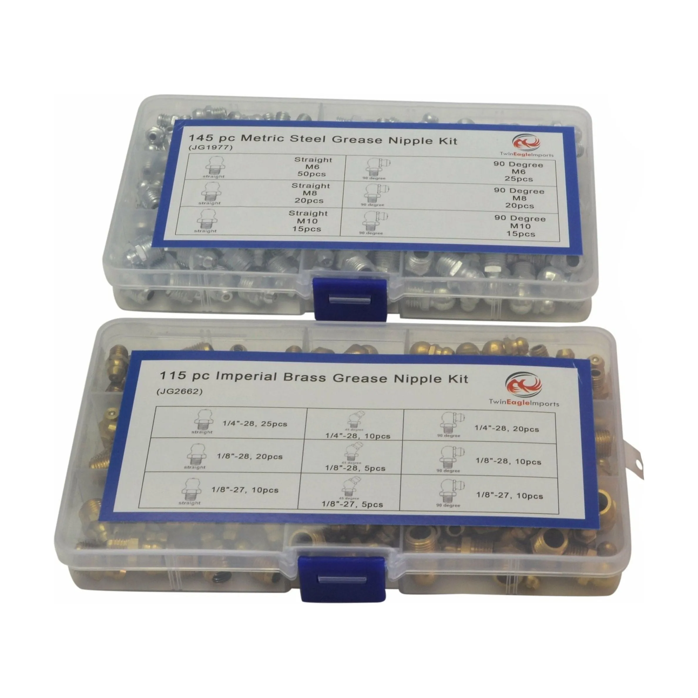 260pc Steel & Brass Metric and Imperial Grease Nipple Grab Kit Assortment