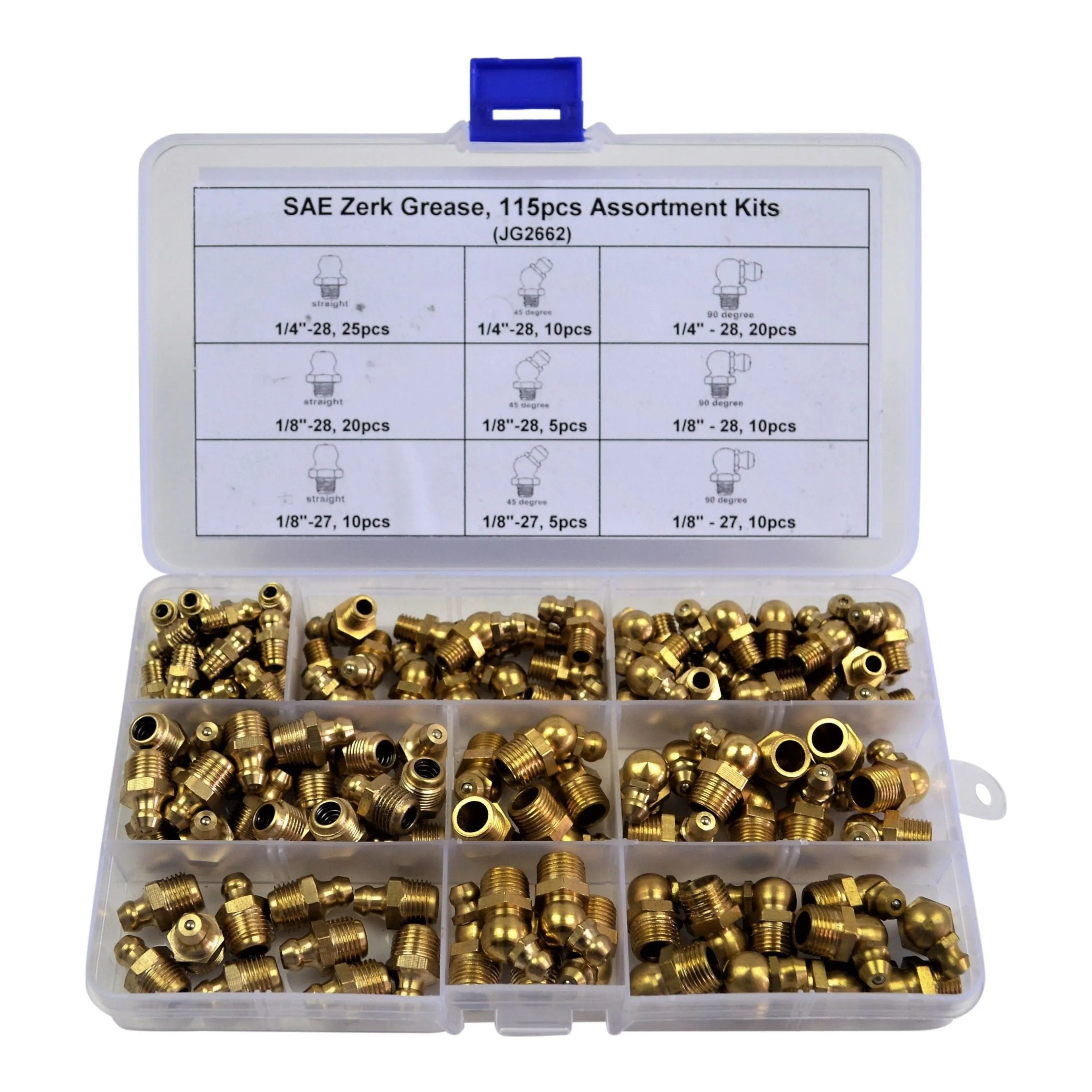 260pc Steel & Brass Metric and Imperial Grease Nipple Grab Kit Assortment