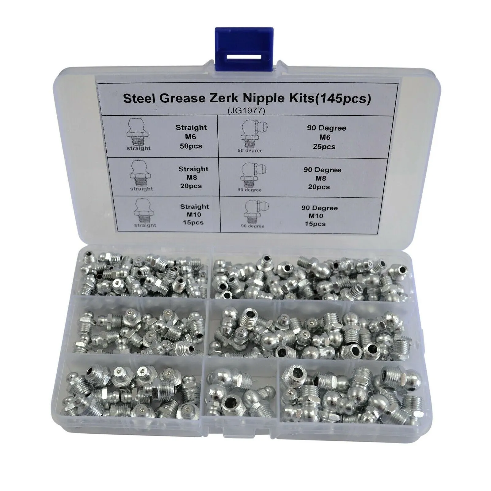 265 Piece Grease Nipple Nipple Imperial and Metric Steel Grab Kit Assortment