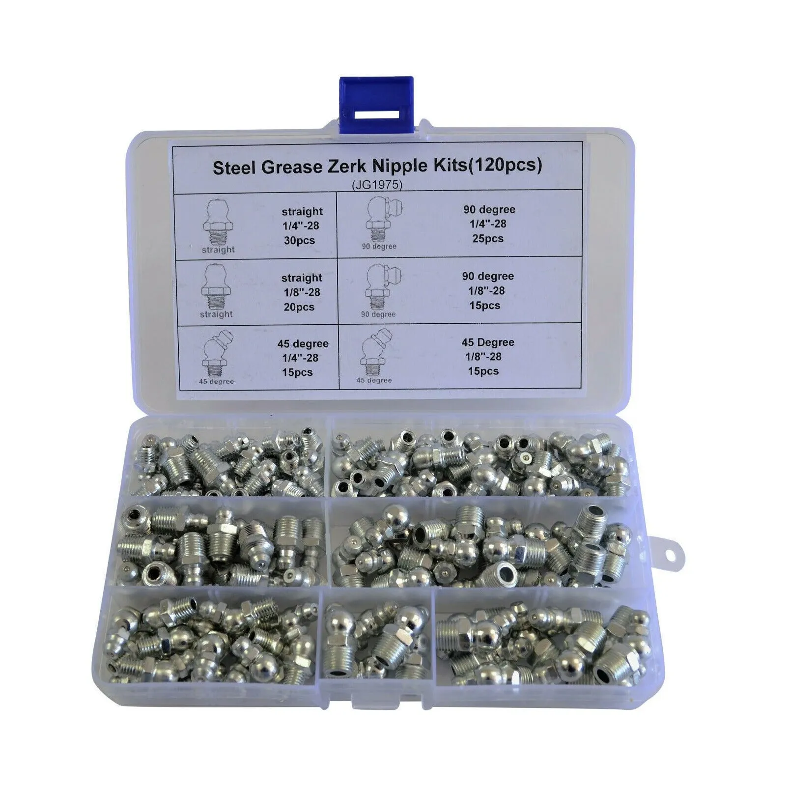 265 Piece Grease Nipple Nipple Imperial and Metric Steel Grab Kit Assortment