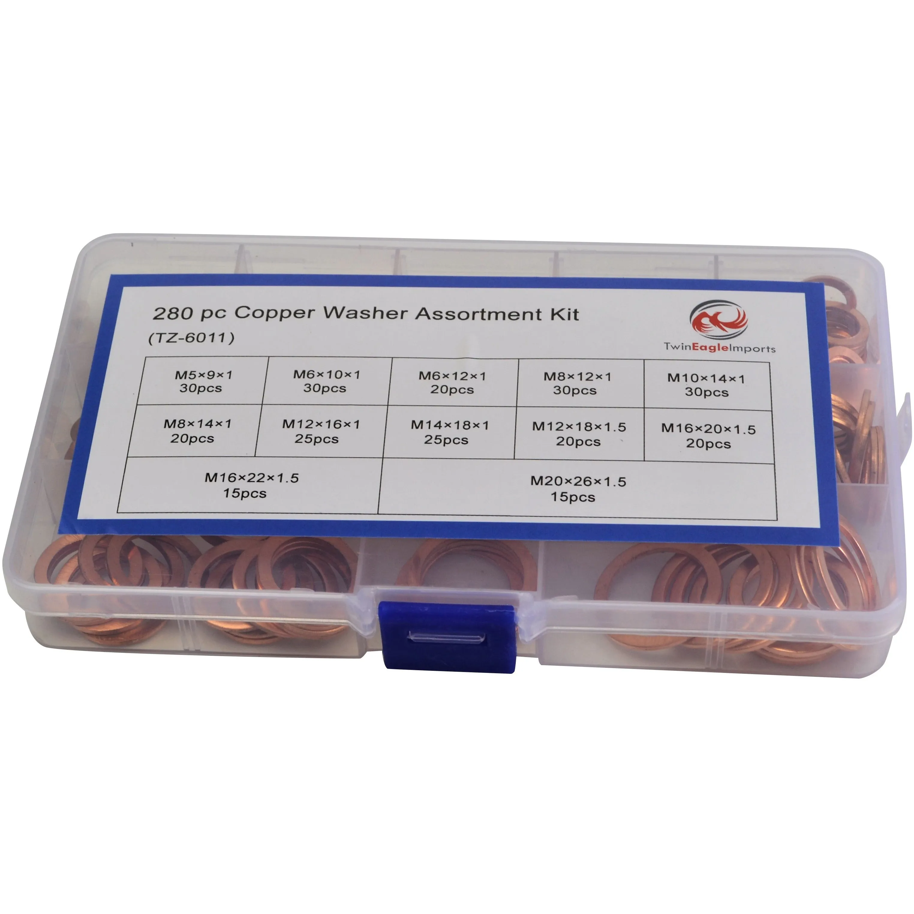 280pc Metric Copper Washers Grab Kit Assortment