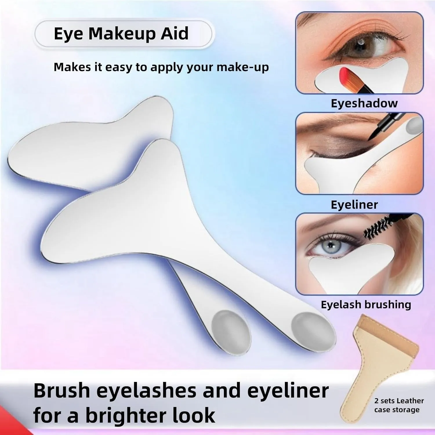 2Pcs 304 Stainless Steel Eyeliner Stencil, Multi-Functional Facial Massage Scratching Tool, Eyeliner Aid, Eyeliner Eyelash Lipstick Eyeshadow Applicator Aid. Multi-Functional Eye Make-Up Tool.
