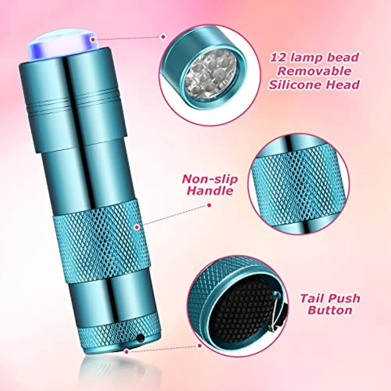 3 Pcs Mini UV Light Nails Dryer UV Lamp for Gel Nails Portable Silicone LED Nail Lamp Small Gel Nails Light Mini UV Light Presser Nail Polish Lamps Women Girl Nail Art Tools (Silver, Red, Blue)