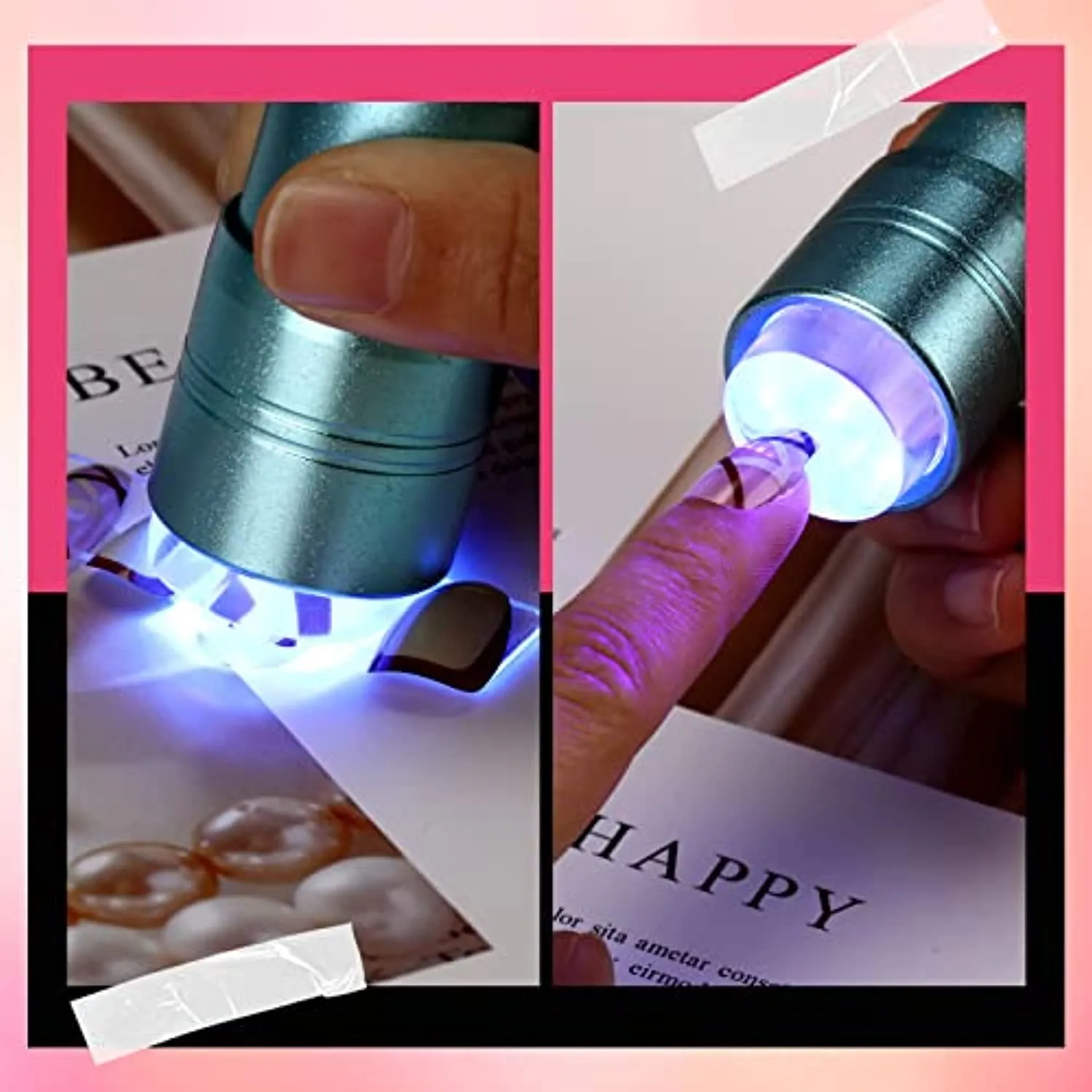 3 Pcs Mini UV Light Nails Dryer UV Lamp for Gel Nails Portable Silicone LED Nail Lamp Small Gel Nails Light Mini UV Light Presser Nail Polish Lamps Women Girl Nail Art Tools (Silver, Red, Blue)