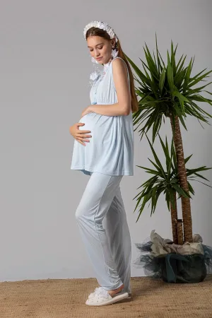 3-piece Luxury Maternity Robe and Pjs in Blue