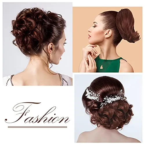 3 Pieces Synthetic Bun Hairpiece Scrunchies Hair Bun Extensions Messy Curly Hair Scrunchies Hairpieces Synthetic Donut Updo Hair Pieces Synthetic Chignon with Elastic Rubber Band (Dark Brown)
