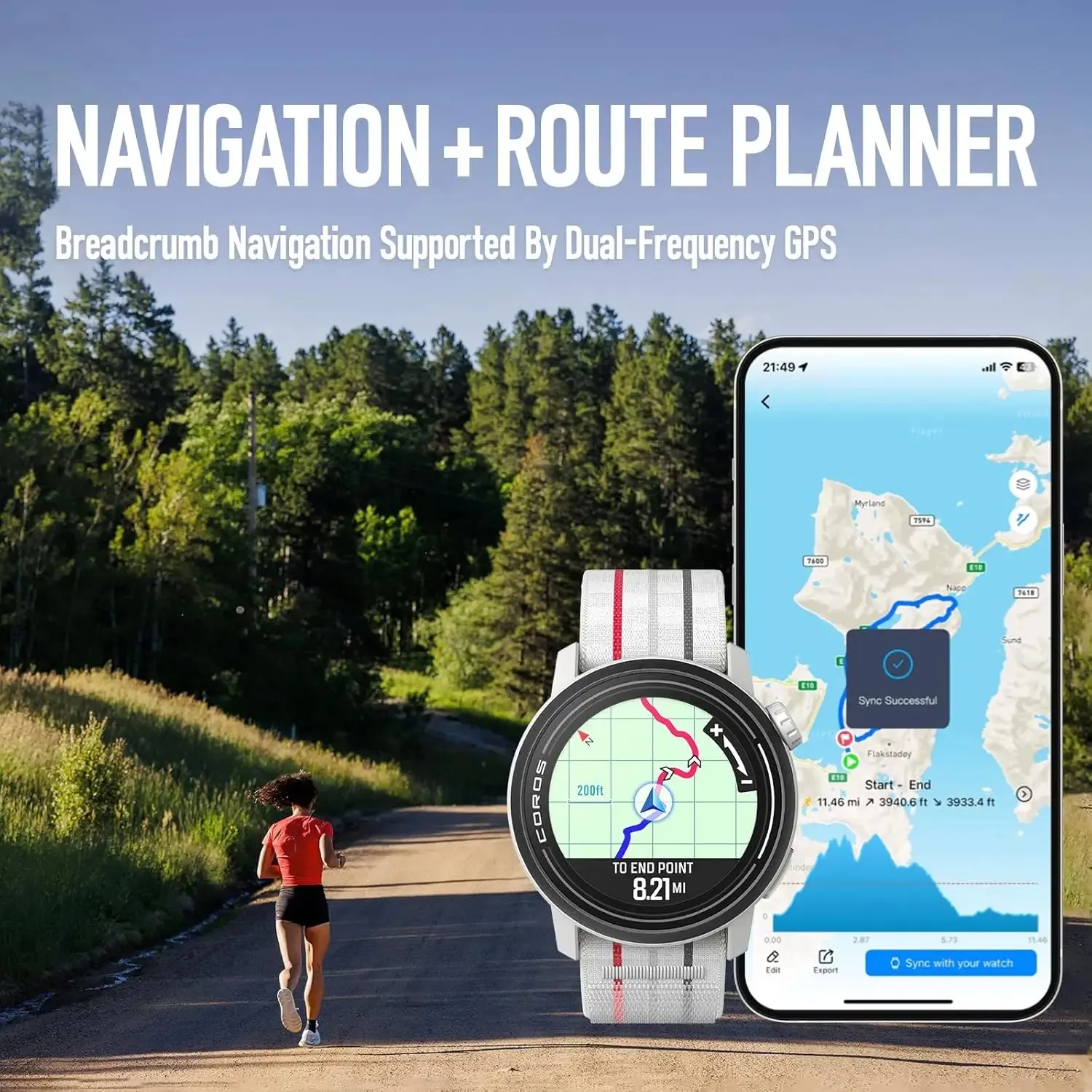 3 Sport Watch GPS, Lightweight and Comfort, 17 Days Battery Life, Dual-Frequency GPS, Heart Rate, Navigation,
