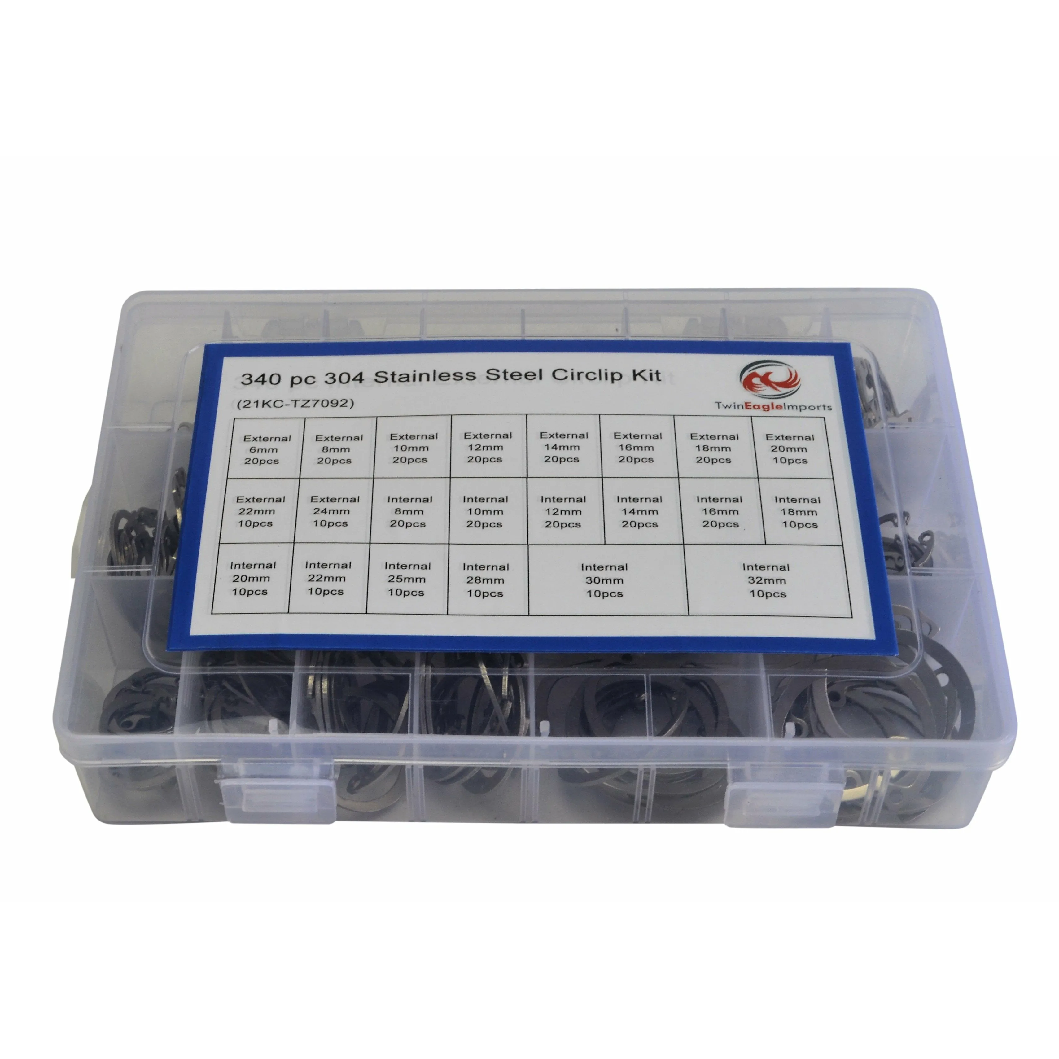 340pc 304 Stainless Steel Circlip Kit