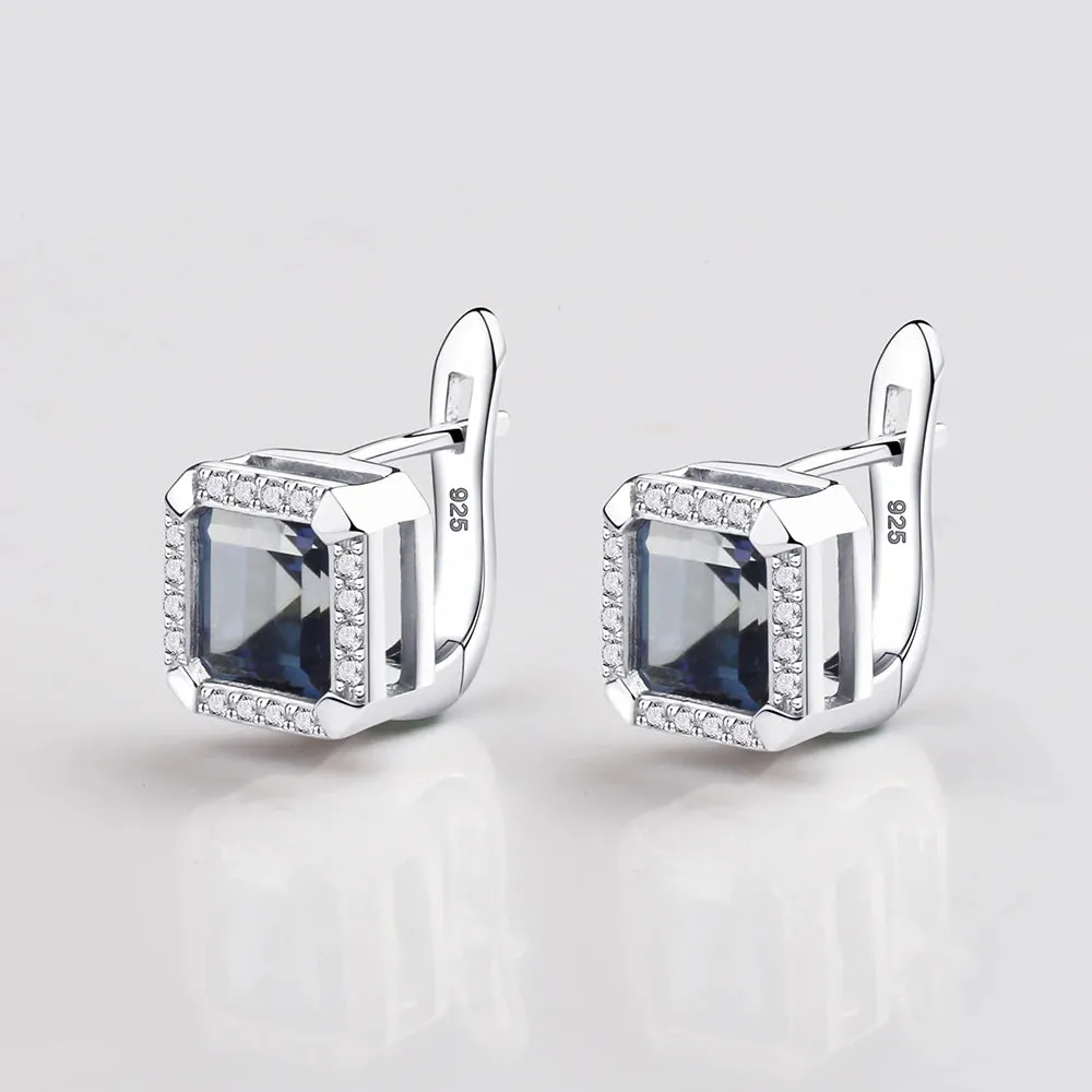 3.77Ct Natural Iolite Blue Mystic Quartz Clip Earrings – 925 Sterling Silver Fine Jewelry