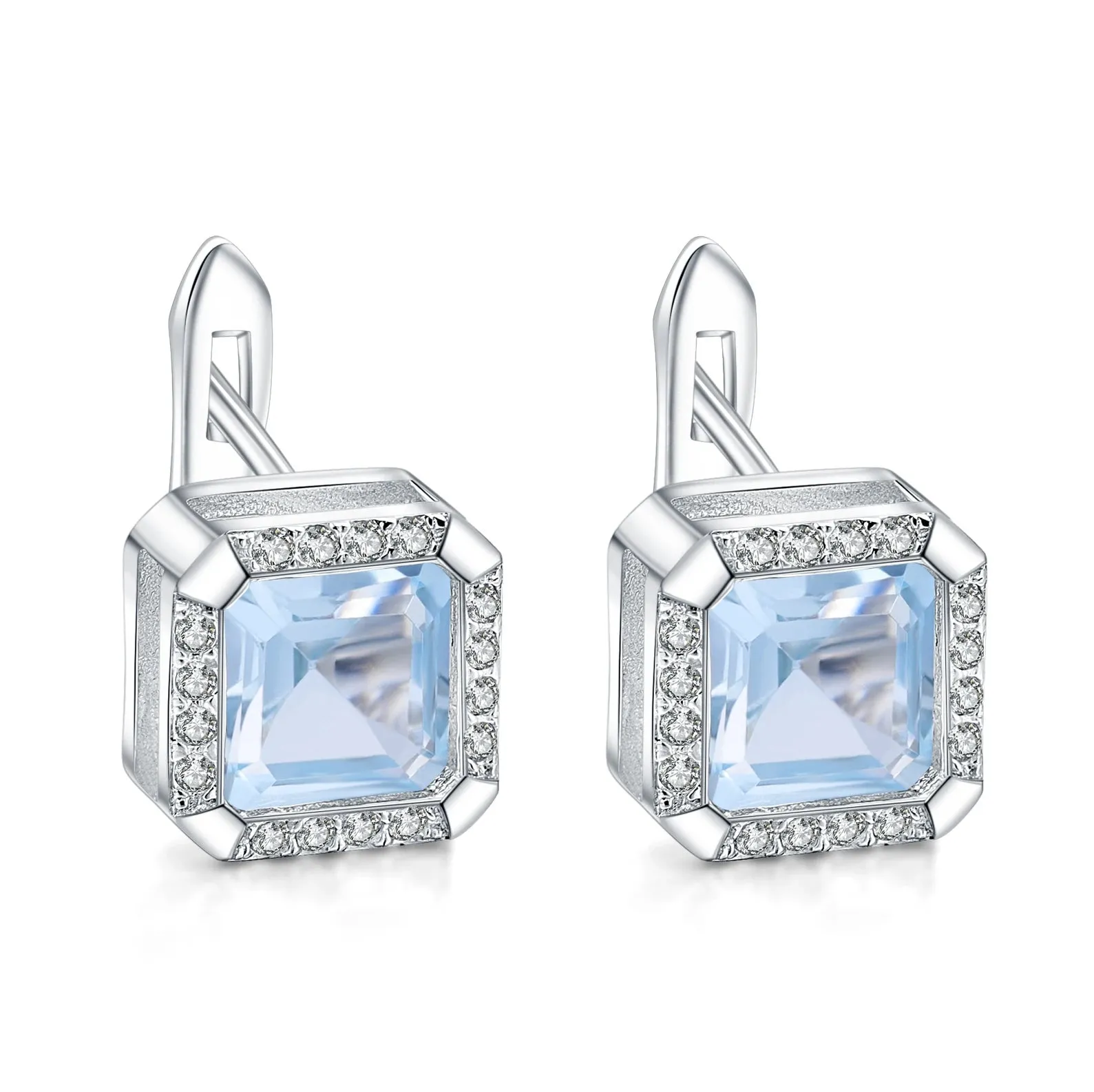 3.77Ct Natural Iolite Blue Mystic Quartz Clip Earrings – 925 Sterling Silver Fine Jewelry