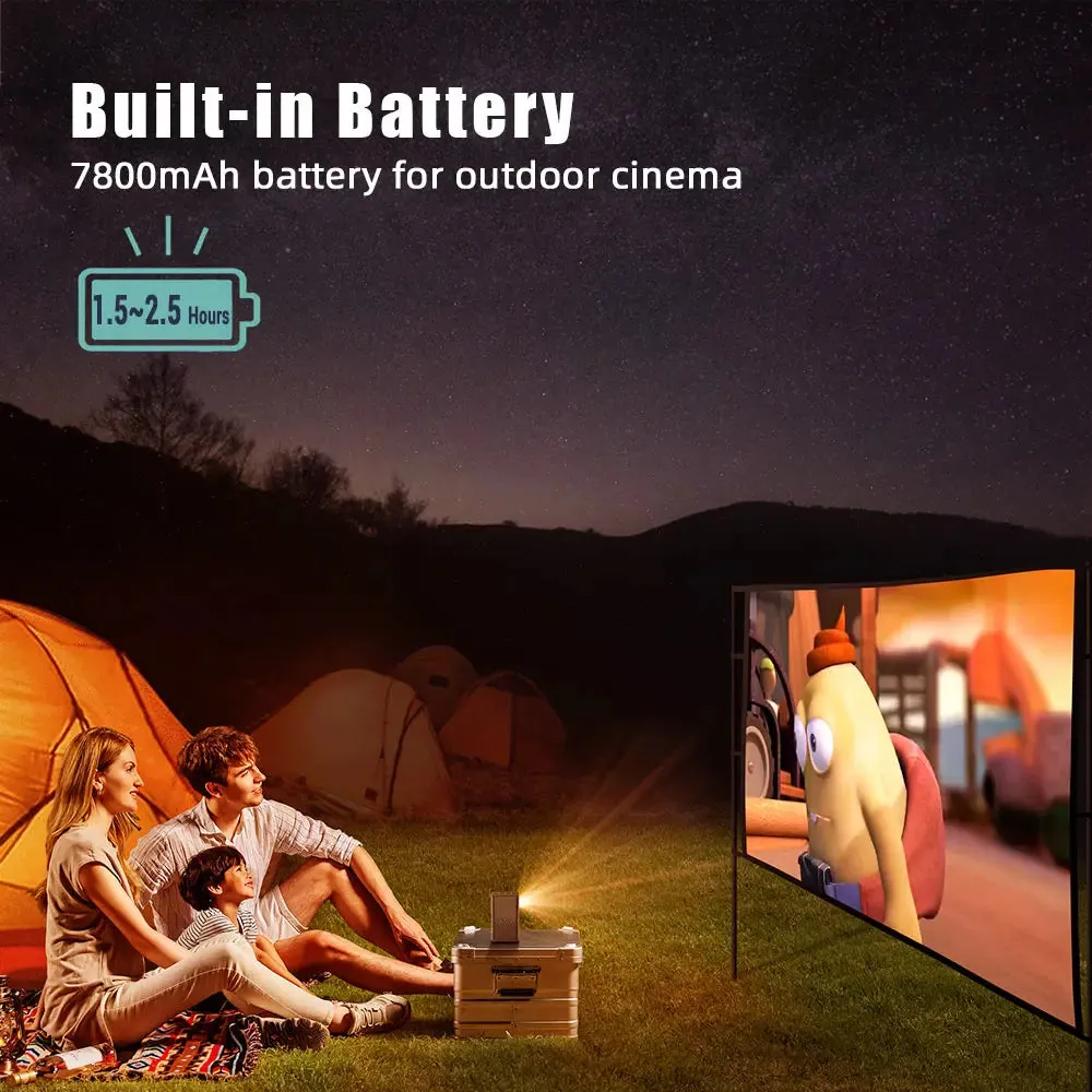 3D 4K Smart Android Mini Projector 1080P LED WiFi Portable Battery