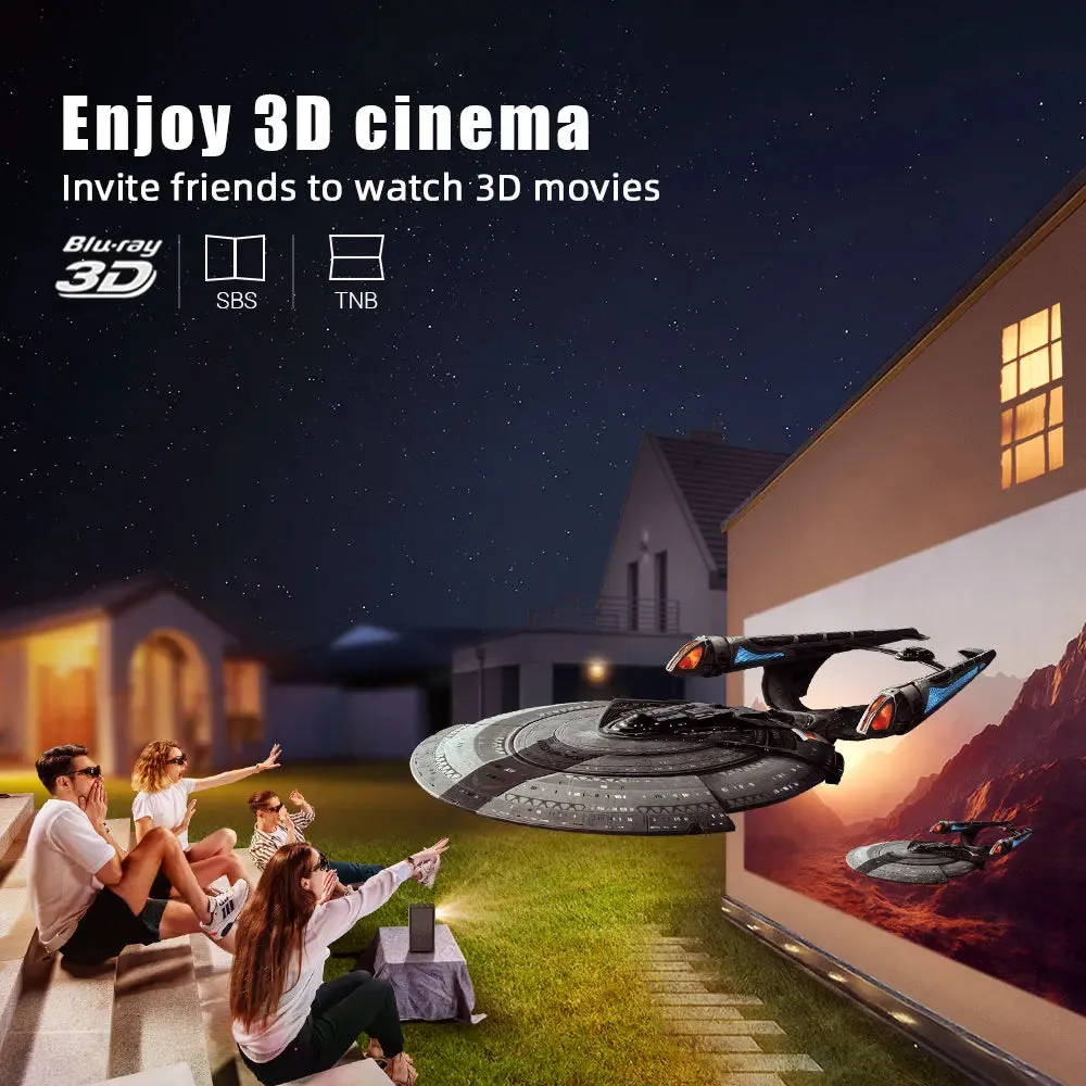 3D 4K Smart Android Mini Projector 1080P LED WiFi Portable Battery