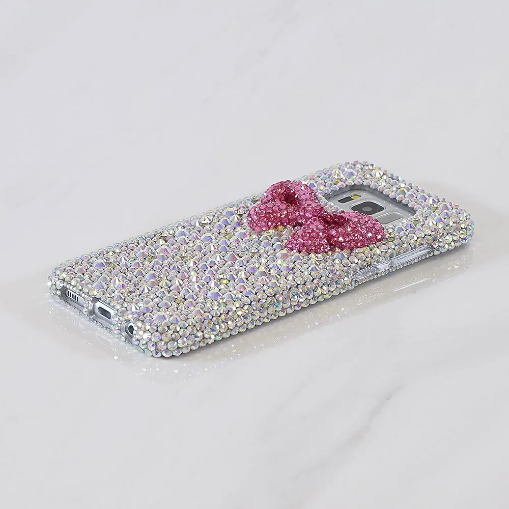 3D Pink Bow with Aurora Borealis Crystals Design (Style 862)