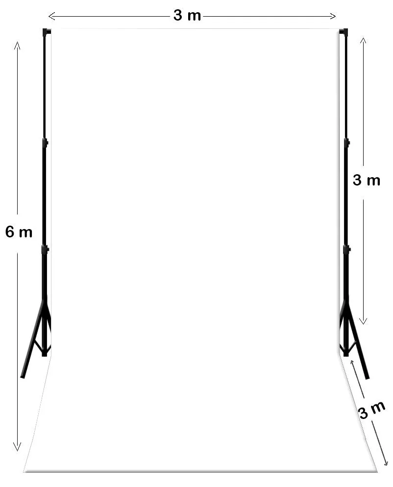 3m W x 6m H White Photography Backdrop with Backdrop Stand