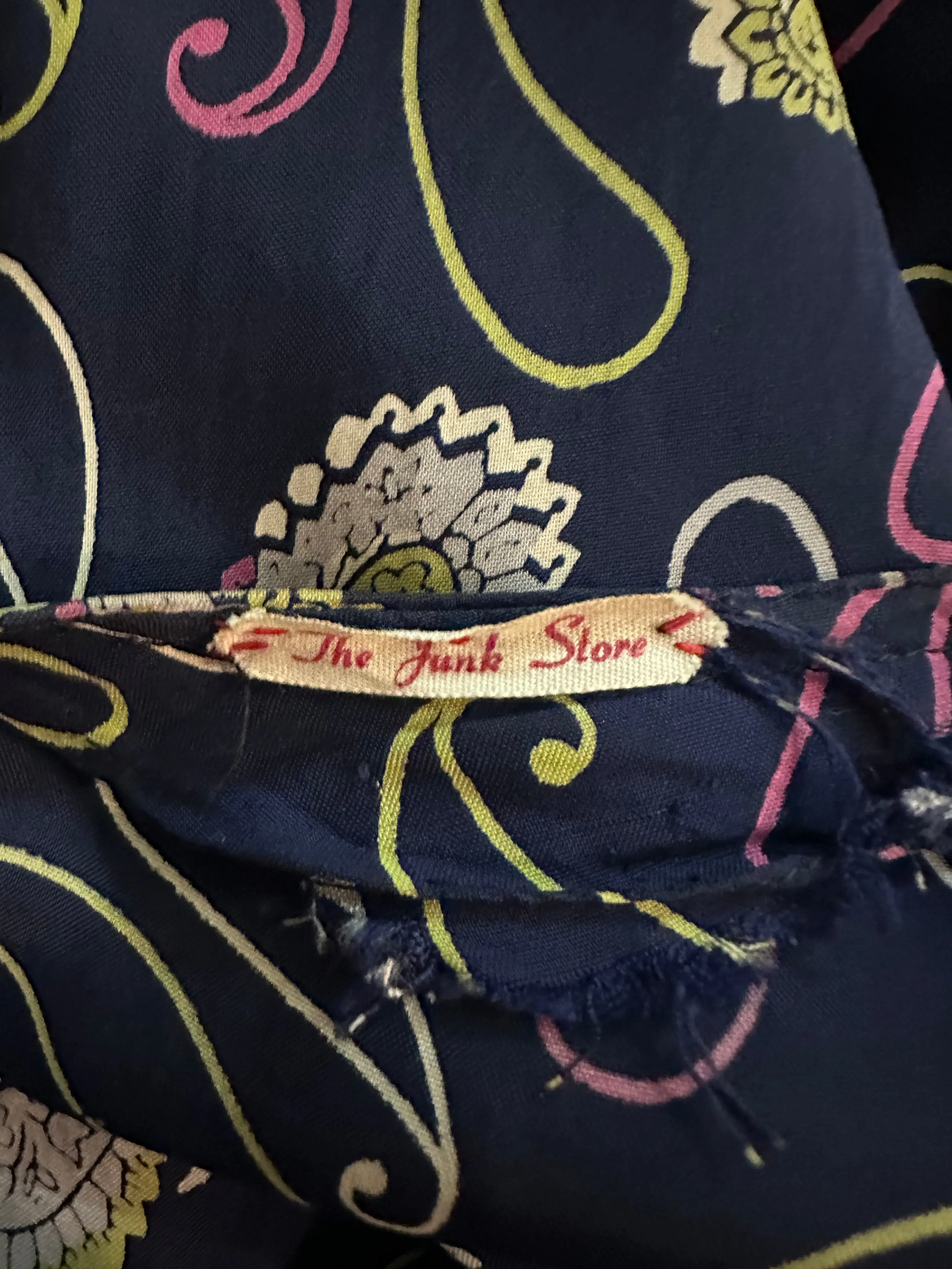 40s Blue Rayon Paisley Print Dress