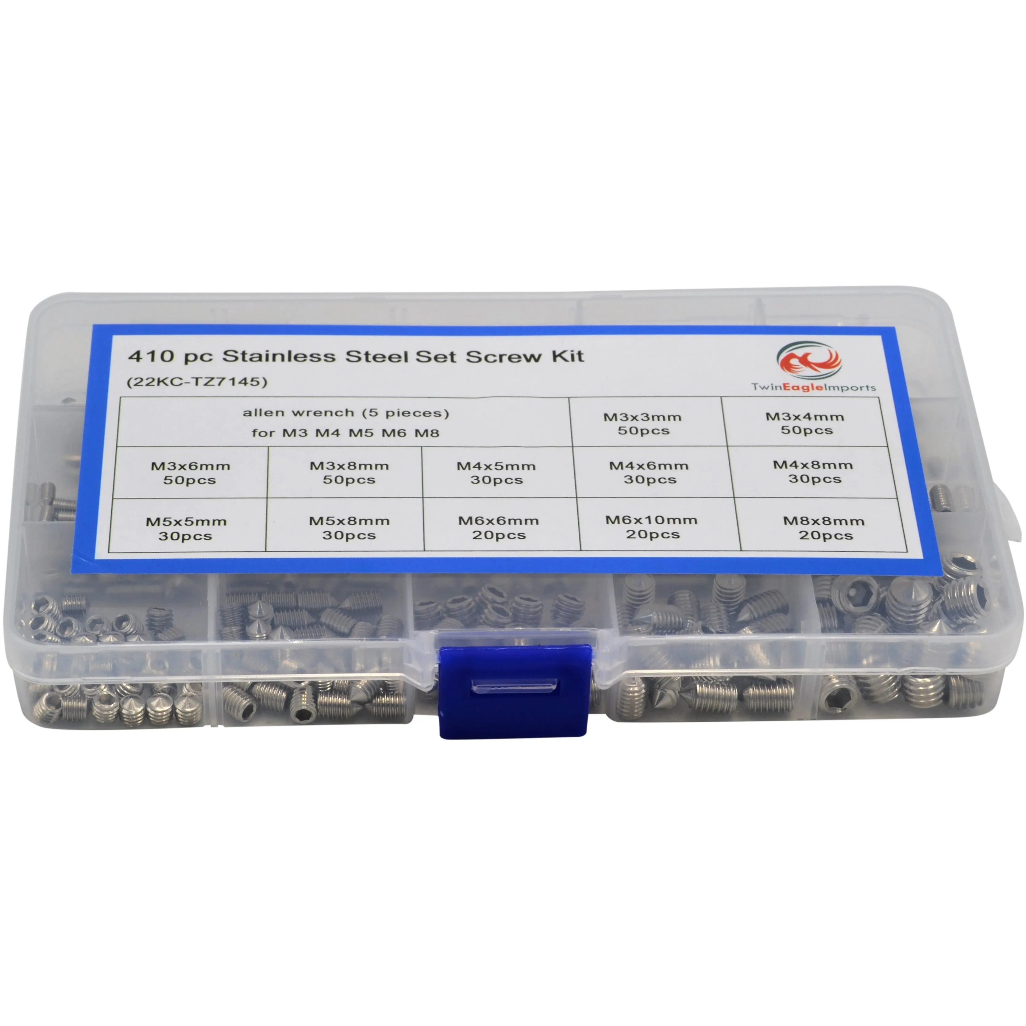 410 Piece Stainless Steel Metric Set Screw Grab Kit Assortment