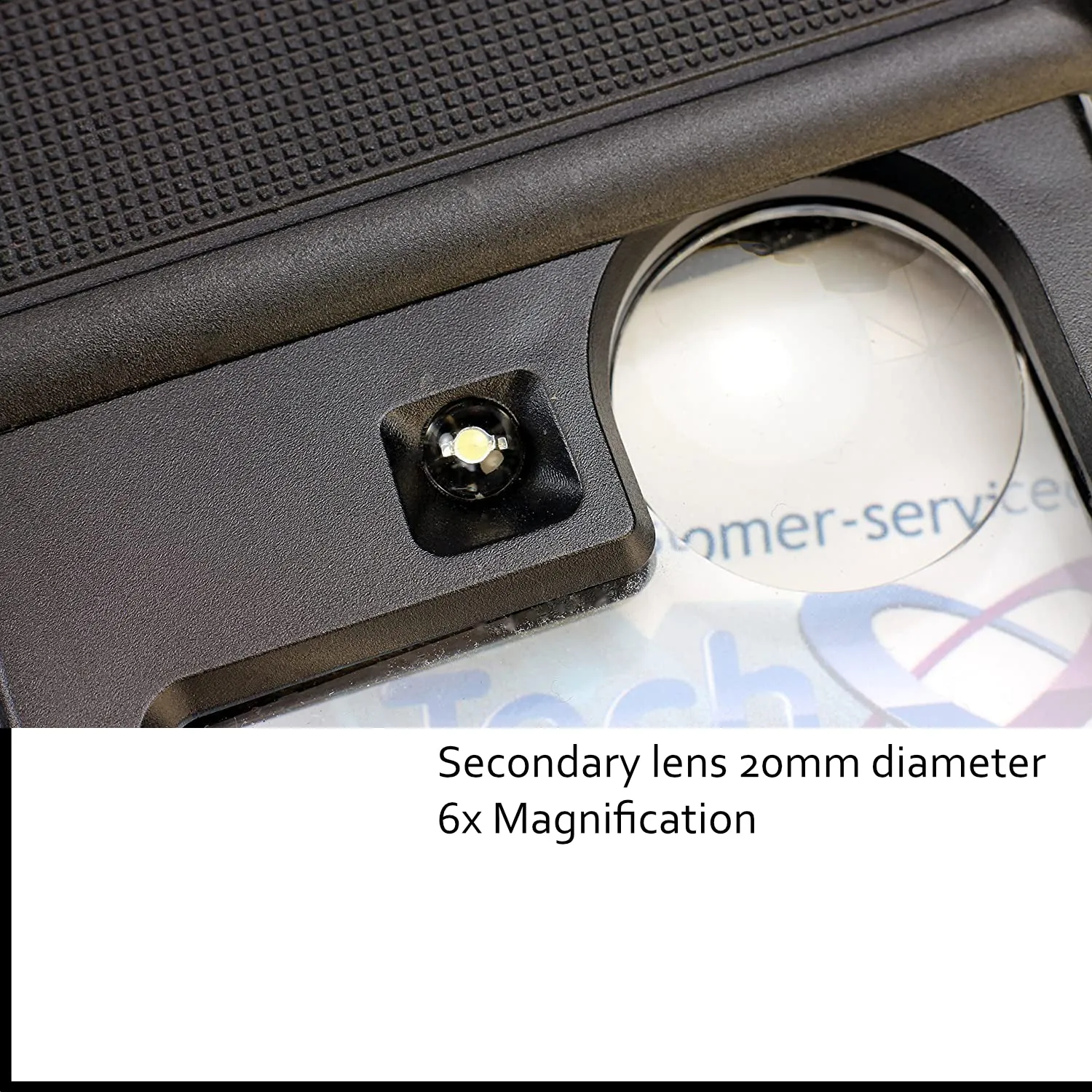 45mm x 45mm Pullout Handheld Magnifying Glass with Light - 3x Primary 6x Secondary