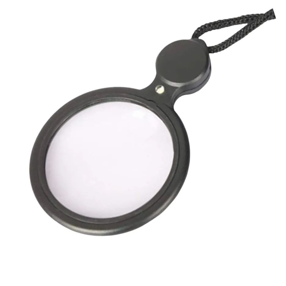 48mm Diameter Round Magnifier 4x 8x with LED light, neck cord & carry pouch